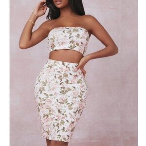 Floral Print Tube Top and Skirt Set - Size L